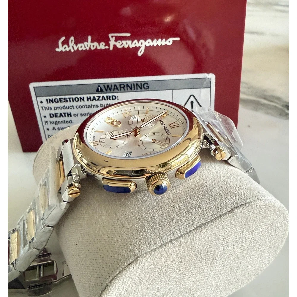 Salvatore Ferragamo SFYQ00321 Legacy Chronograph Two Tone 40mm Swiss NWT Box